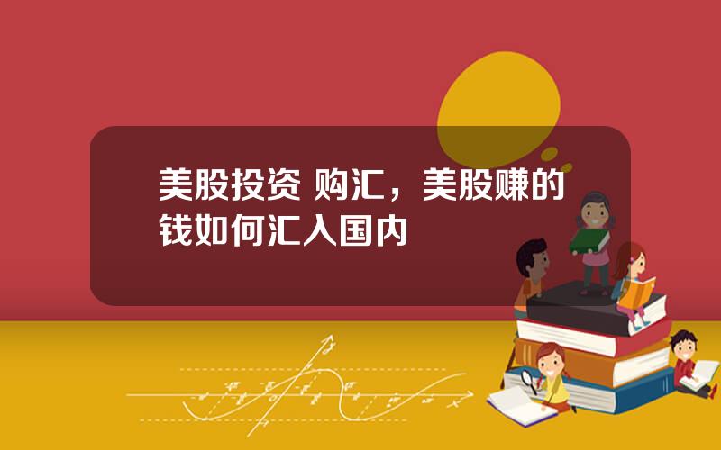 美股投资 购汇，美股赚的钱如何汇入国内